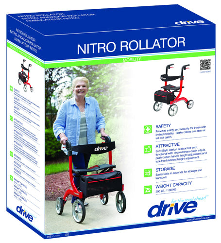 Nitro Rollator  Red or Black Walker with 10  Casters