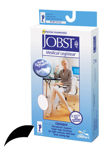 Jobst Opaque Thigh-Hi 15-20 Black Large Open Toe from the Jobst Opaque 15-20 Thigh-Hi collection