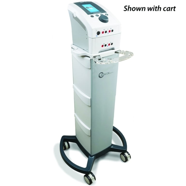 Medical device on a cart with a white background