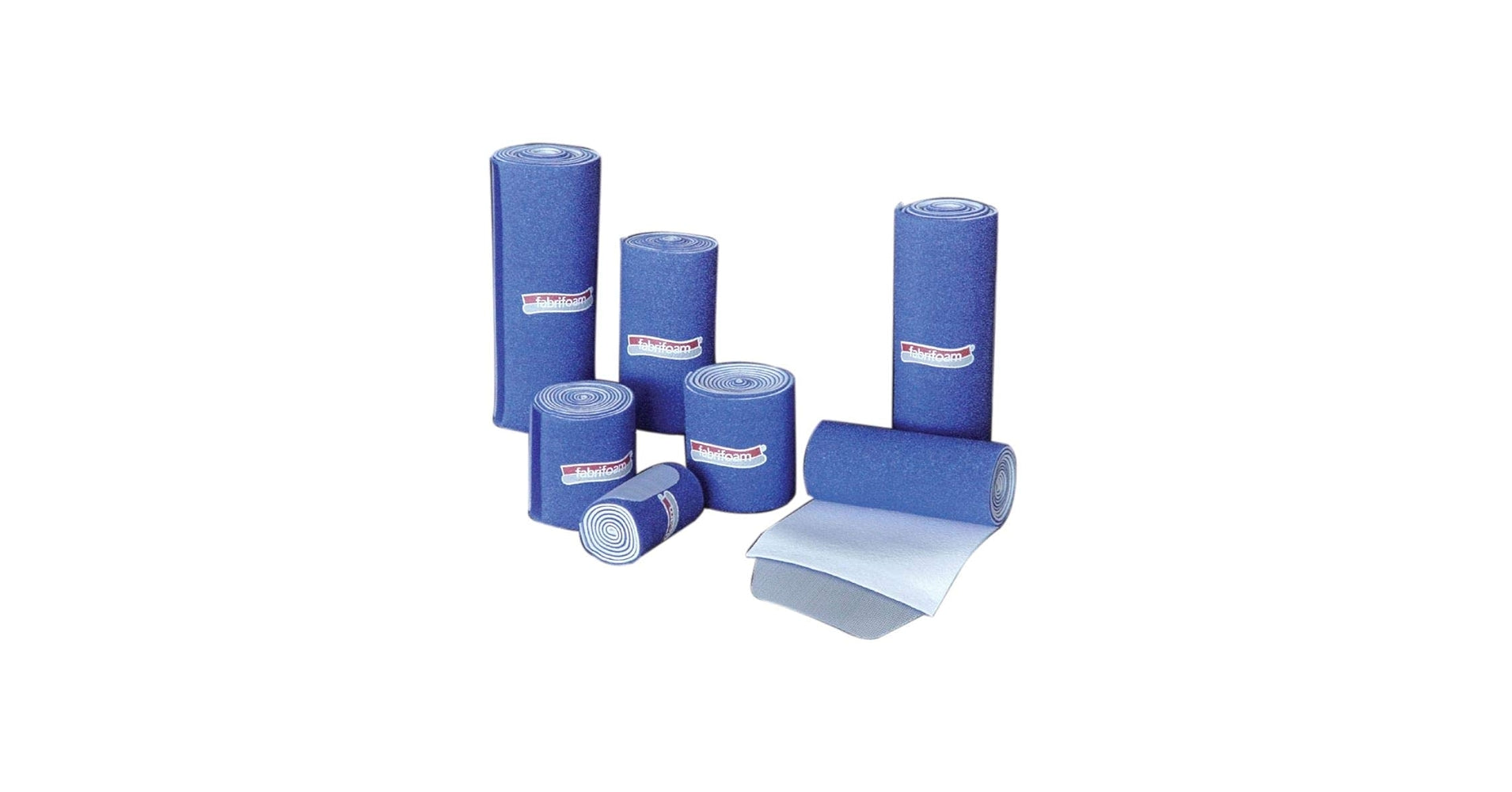 Set of blue rolls on a white background