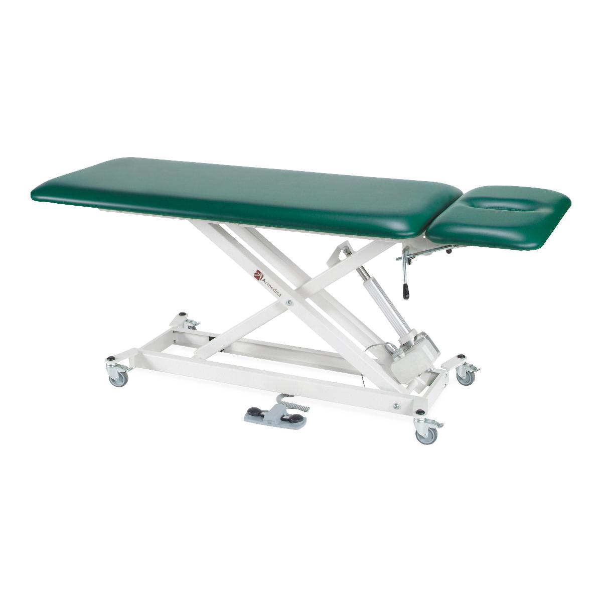 Green therapy table on a white background