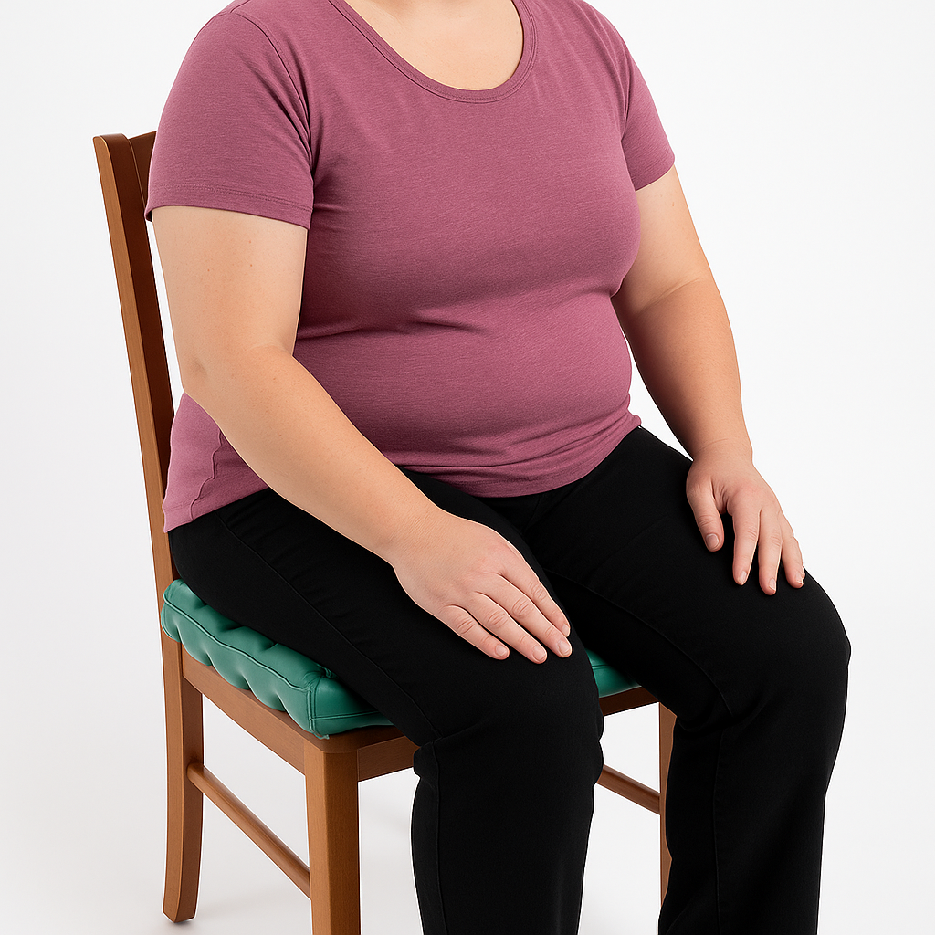 person sitting on bariatric cushion 