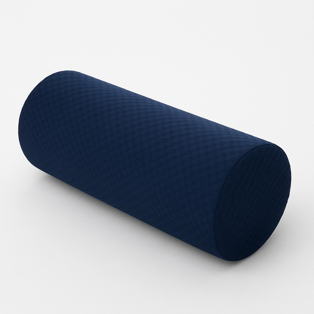 Blue foam roller on a white background