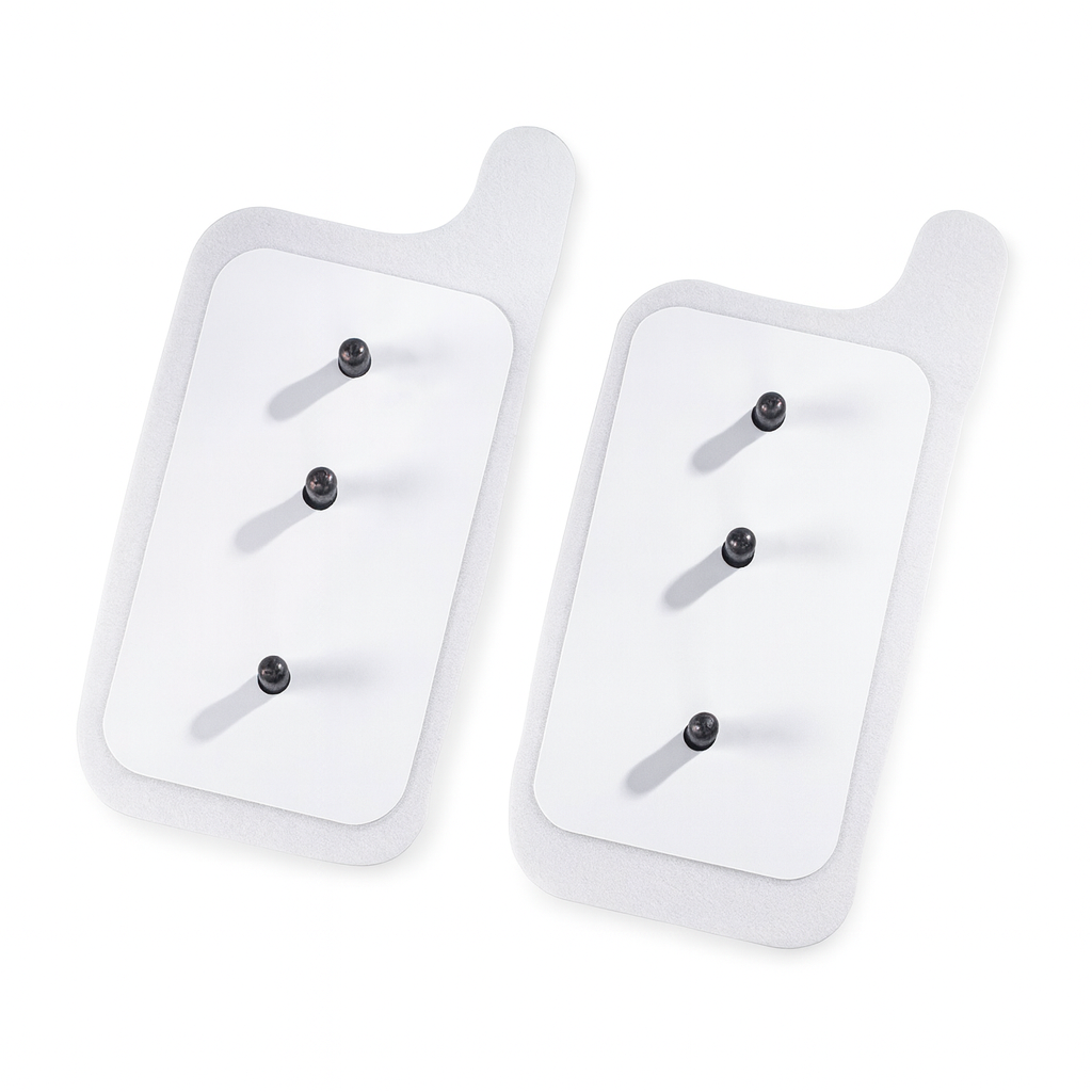 Two white electronic devices with black components on a white background