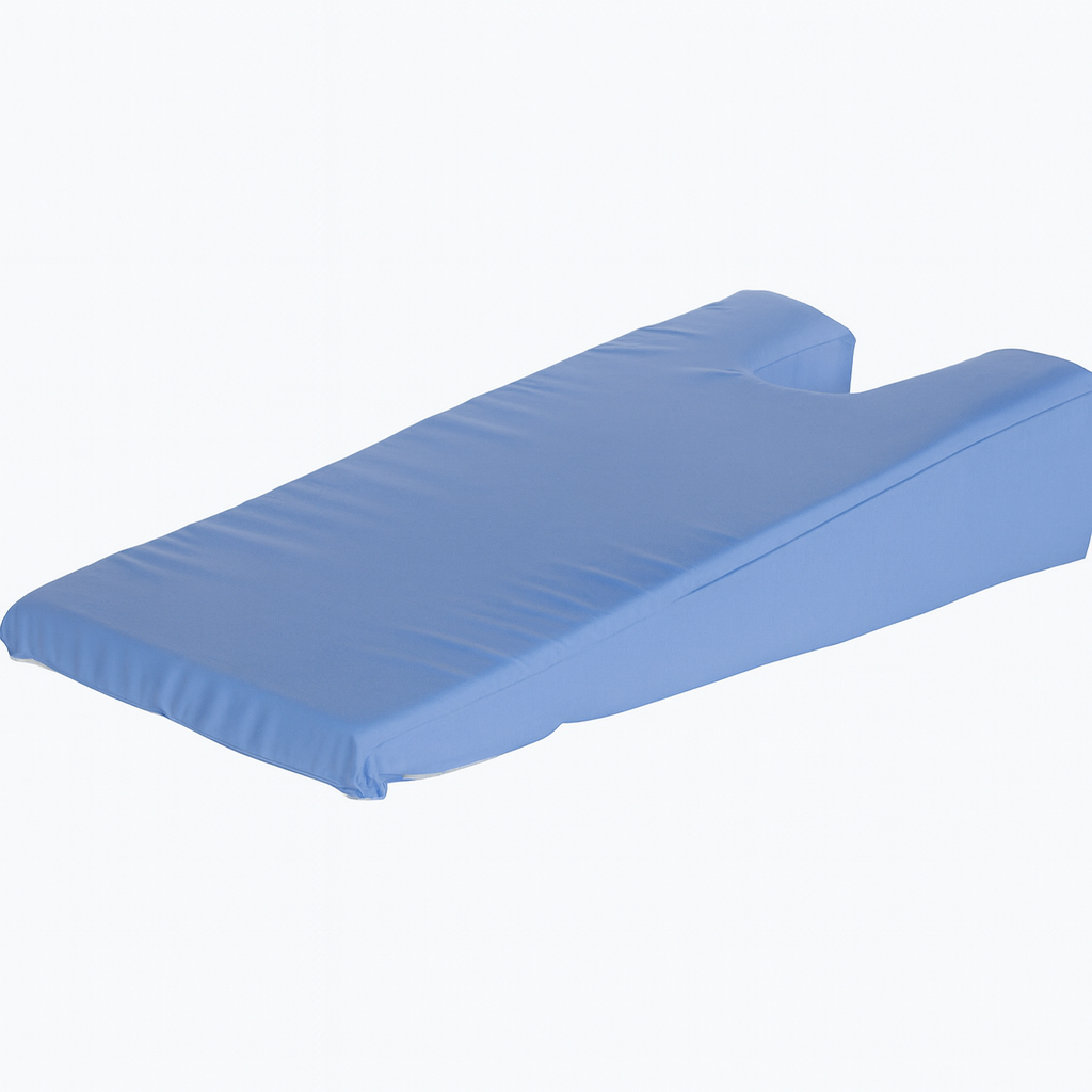 Blue wedge-shaped object on a white background