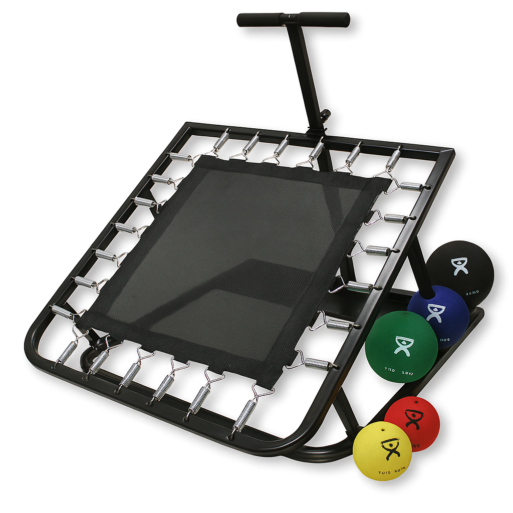 CanDo® Adjustable Rectangular Rebounder with 5 Weighted Therapy Balls