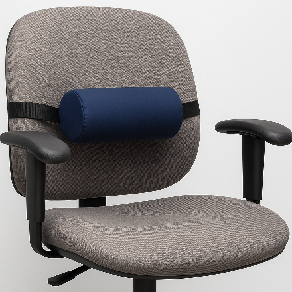 Full Lumbar Roll Firm Support with Strap (Navy, 5" x 11")