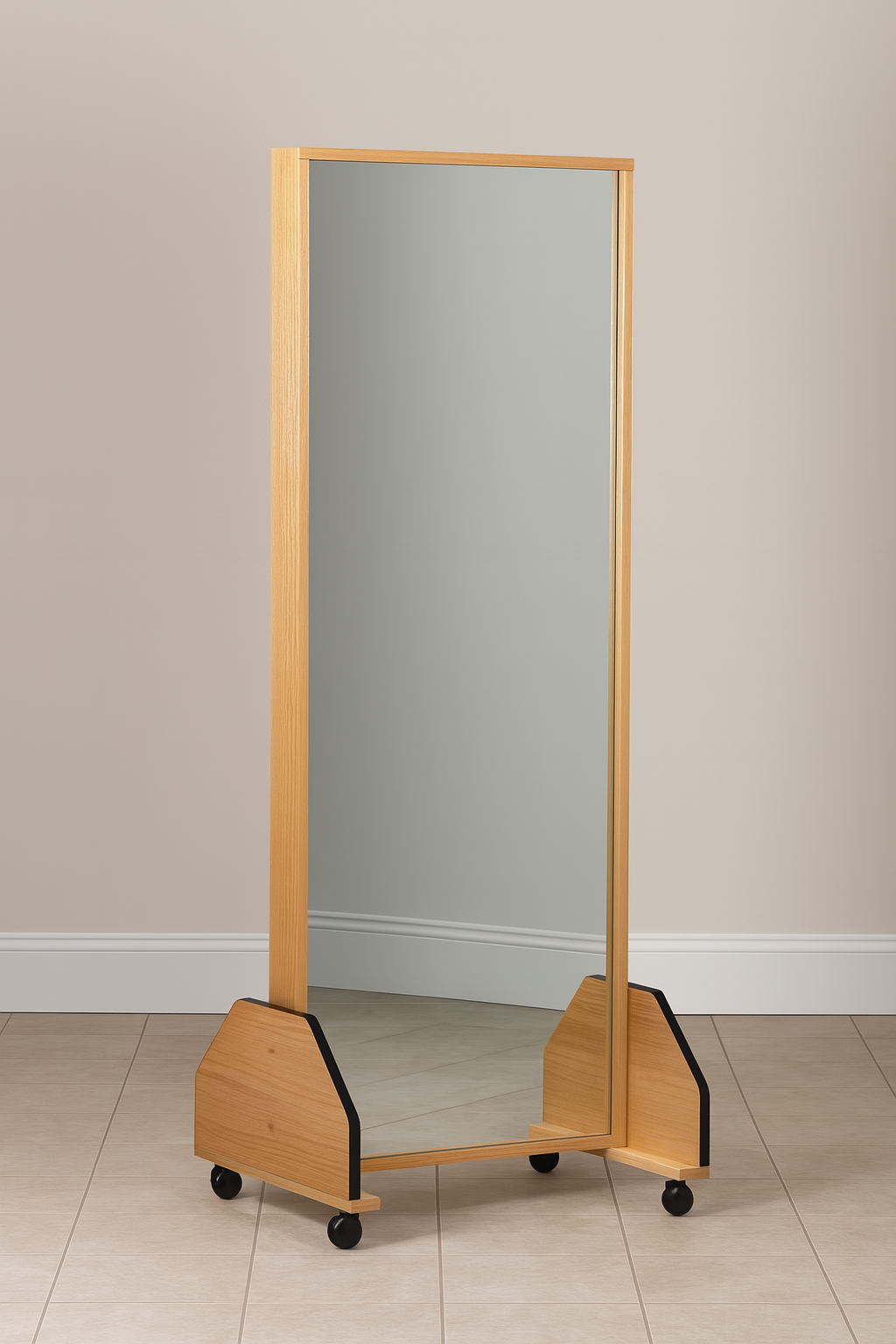 Portable Adult Single Mirror with Casters 27  W x 72  H