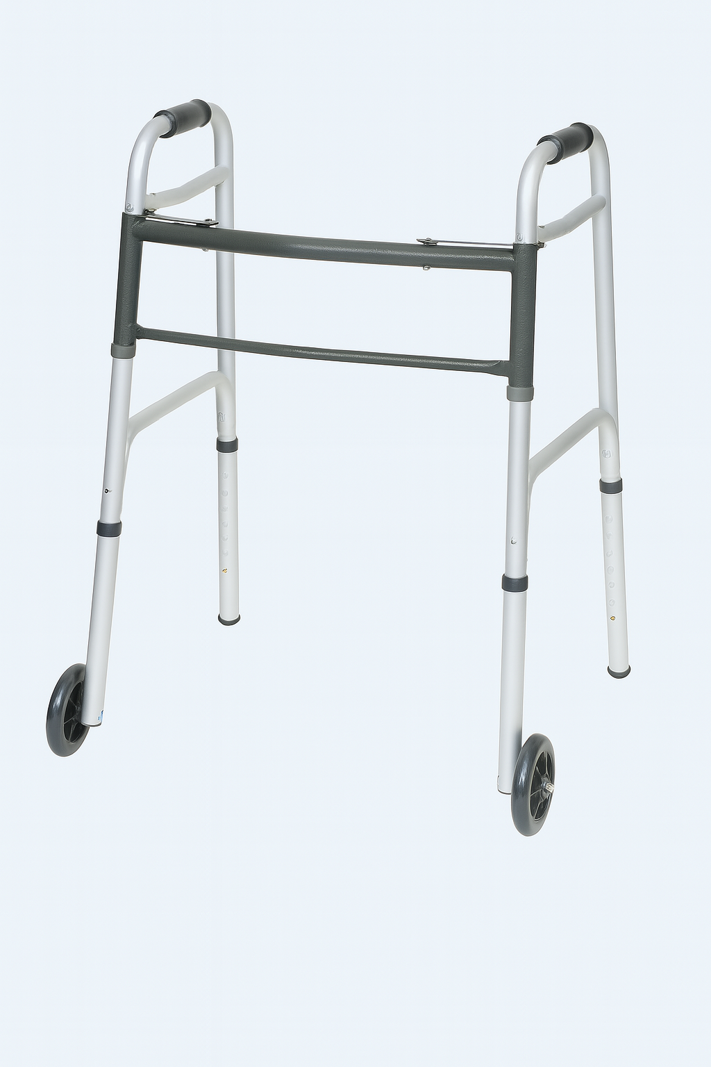 Aluminum Junior Walker Folding 5  Wheels 2 Button Release