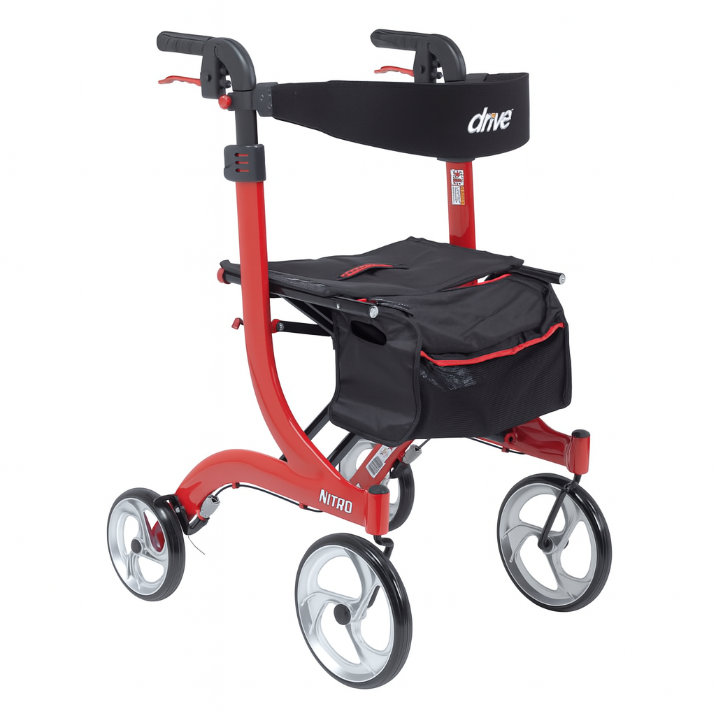 Nitro Aluminum Rollator  Red Tall Height w/10  Casters