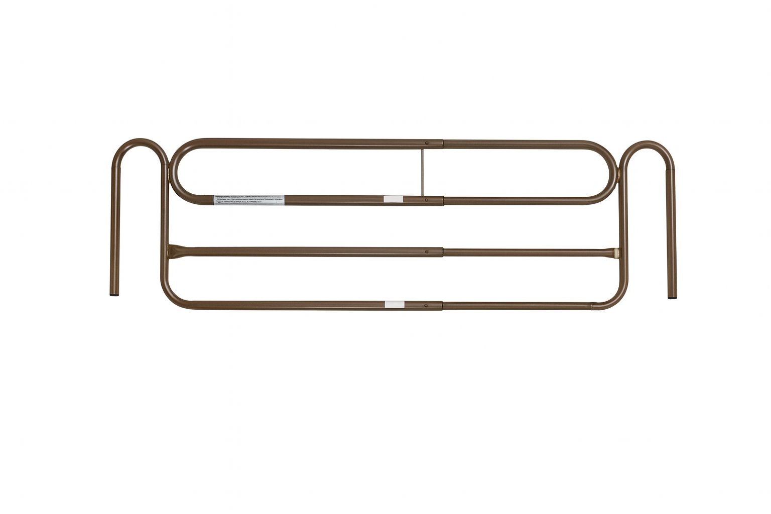 Bronze metal bed rail on a white background