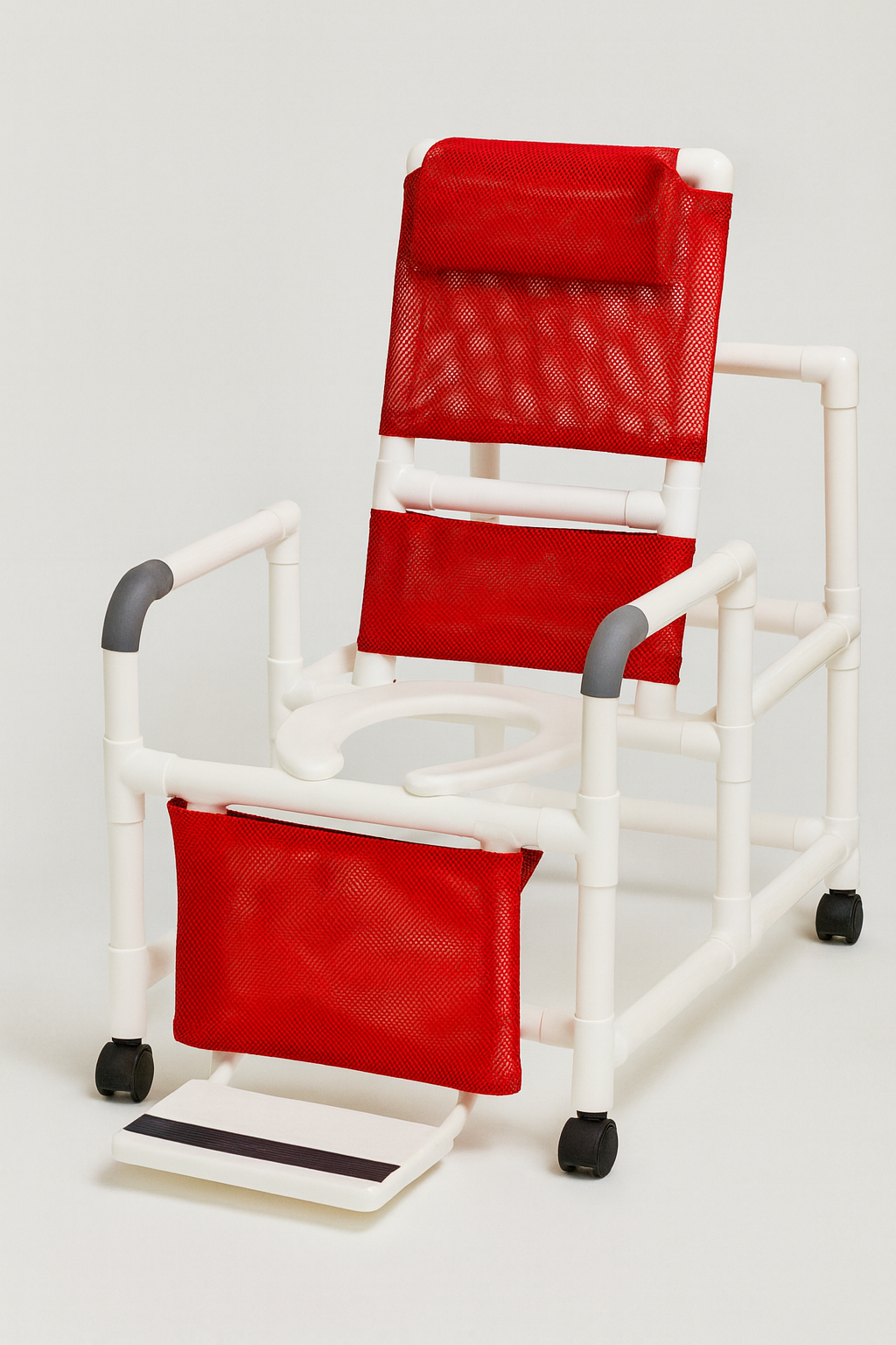 Reclining Shower Chair w/Dlx Elongated Commode Seat PVC