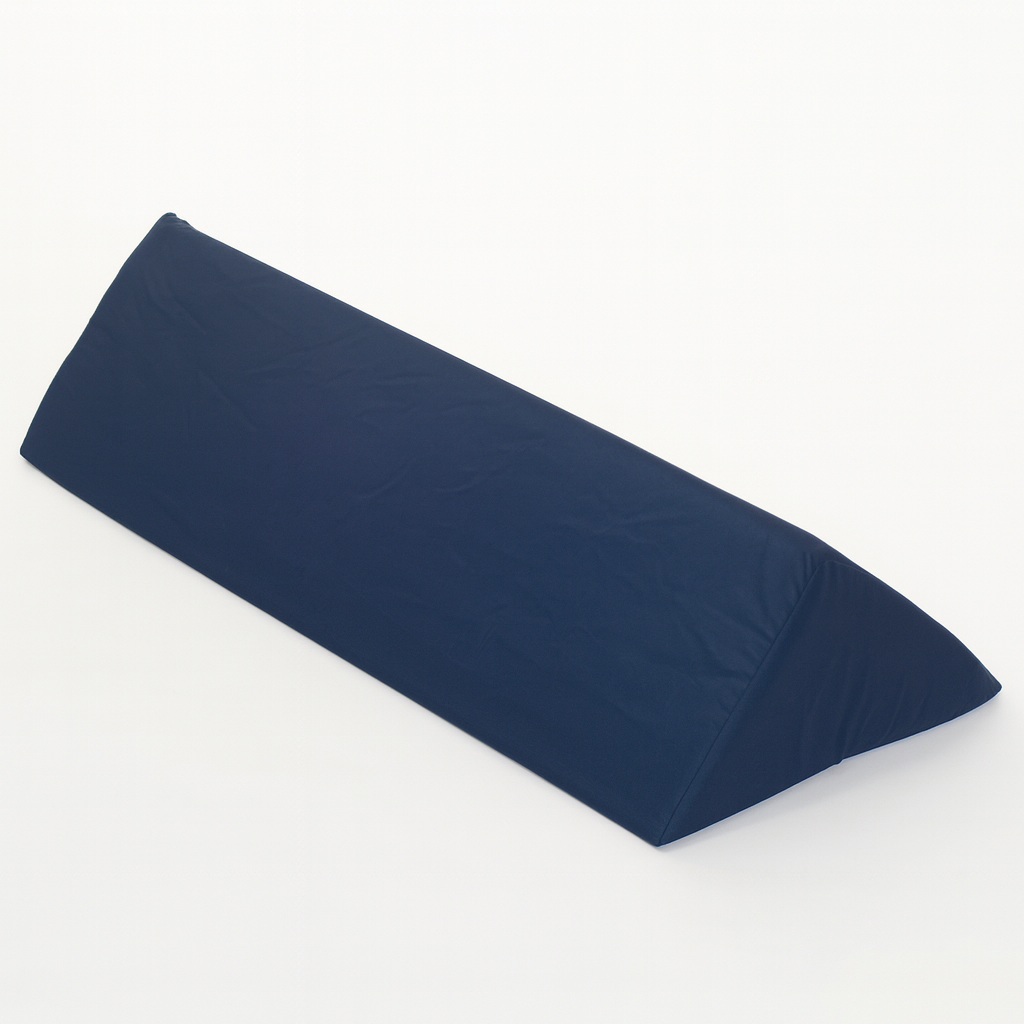Navy blue body pillow on a white background