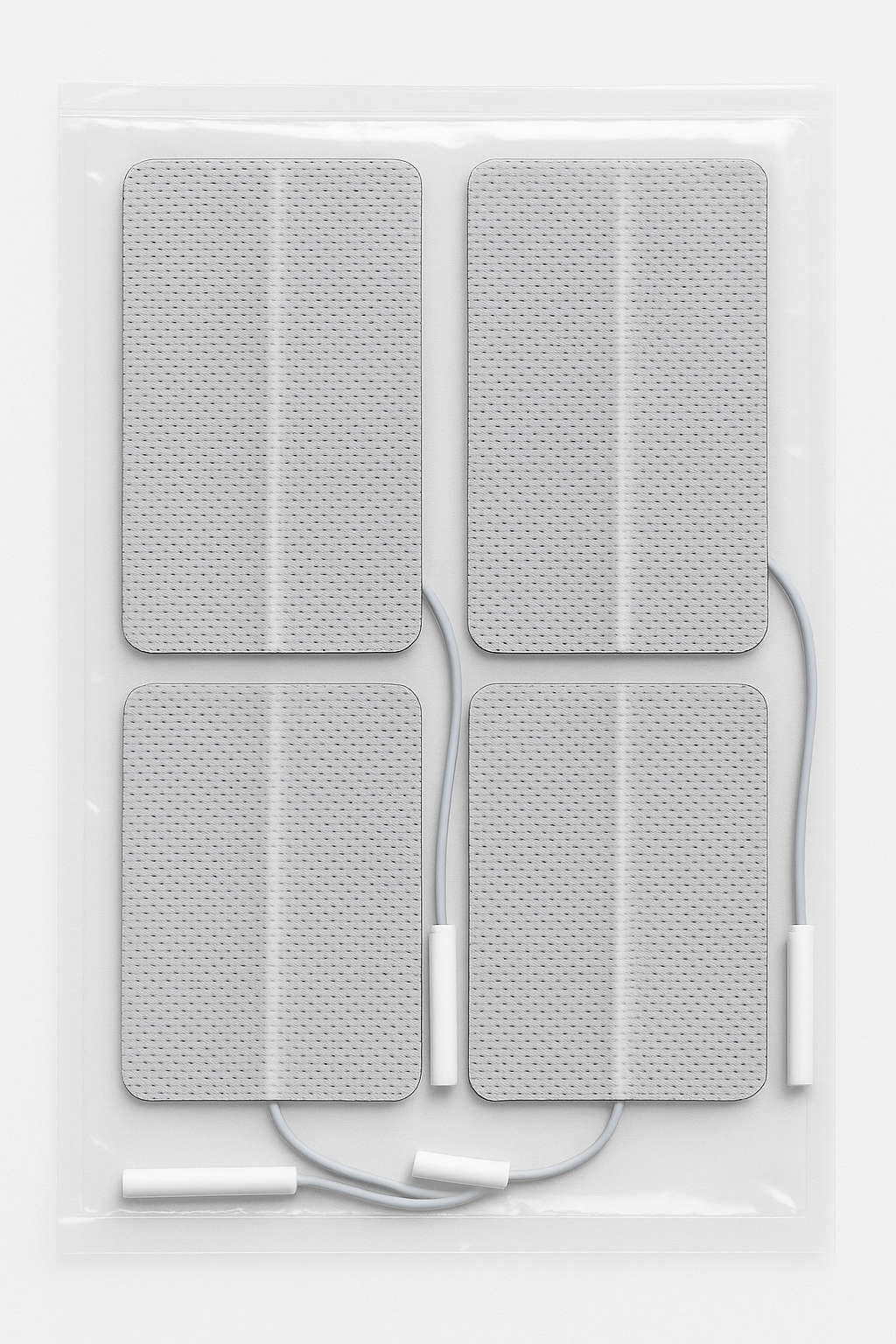 Four rectangular adhesive pads on a white background