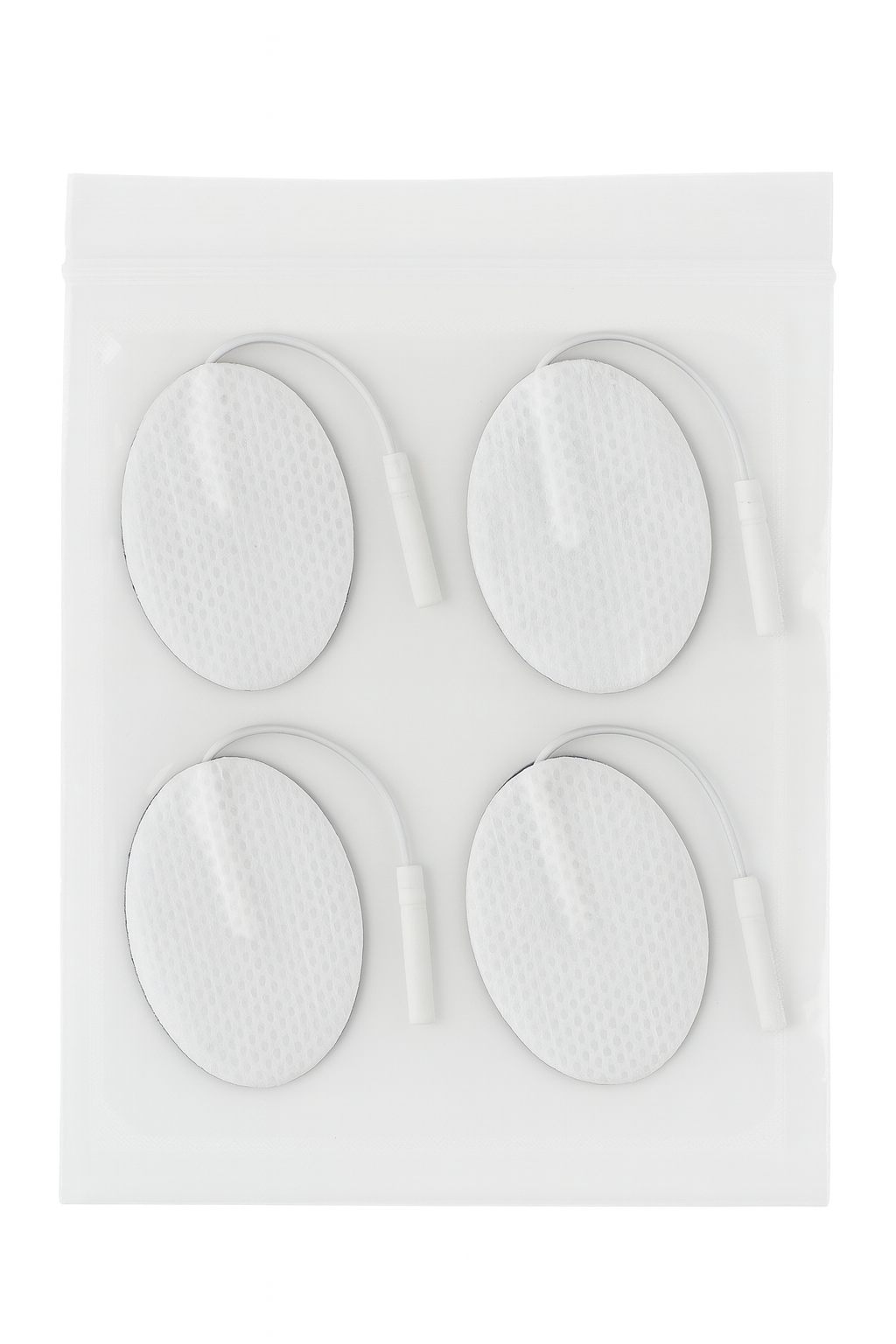 Four oval-shaped white patches on a white background