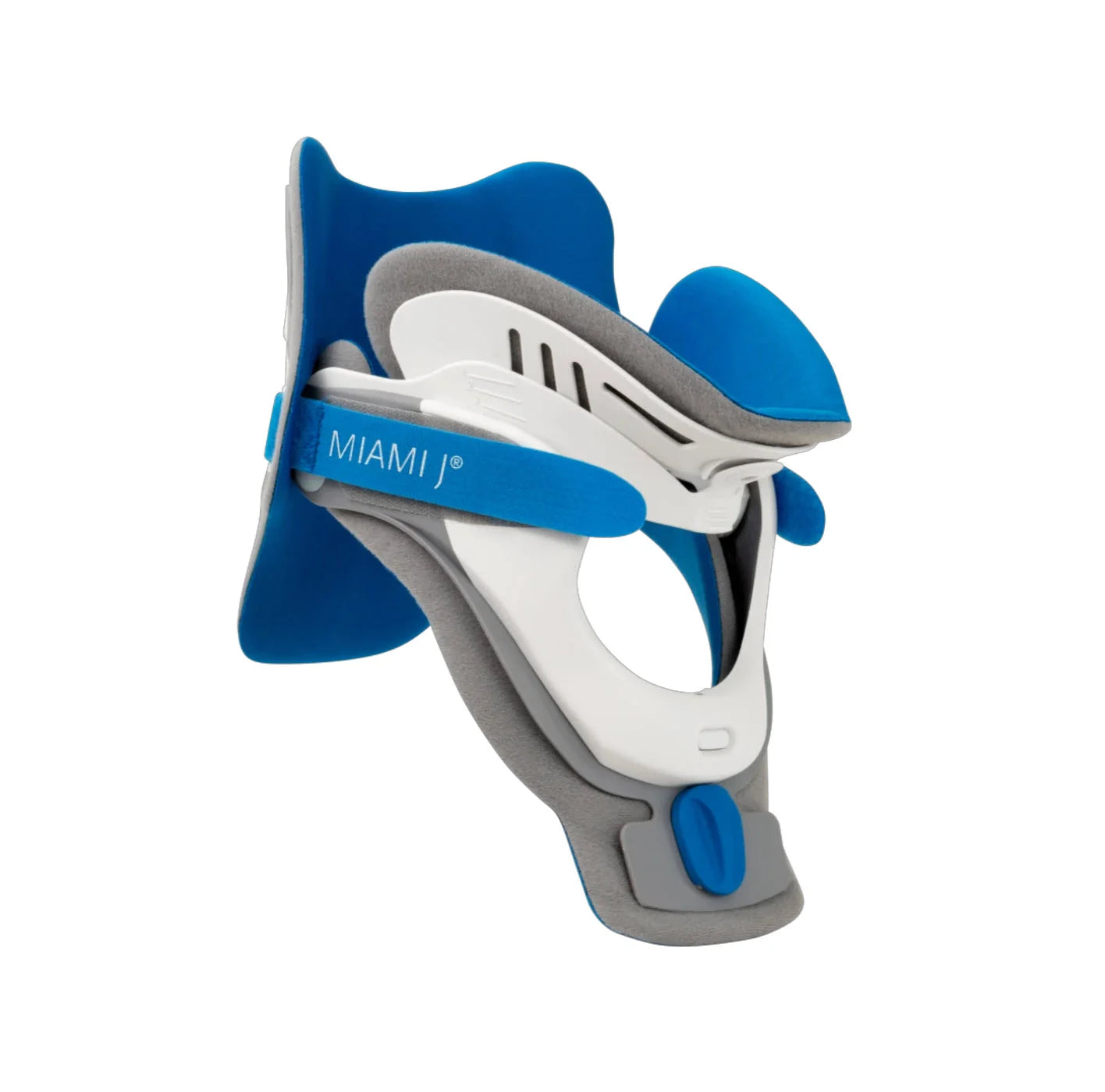 Blue and gray neck brace with 'MIAMI' branding on a white background
