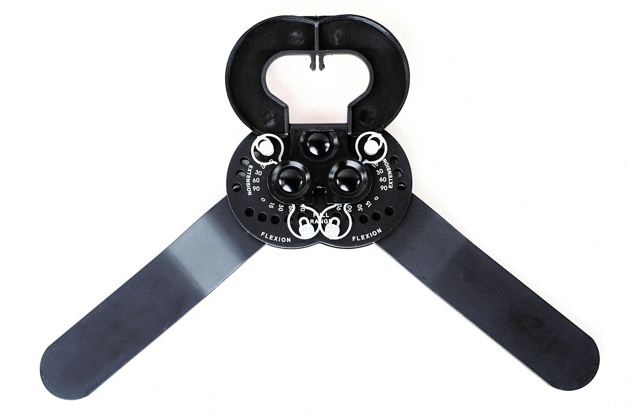 Cross-Fit Universal Hinged Knee Brace black neoprene design with medial and lateral hinges and enclosed patella buttress.