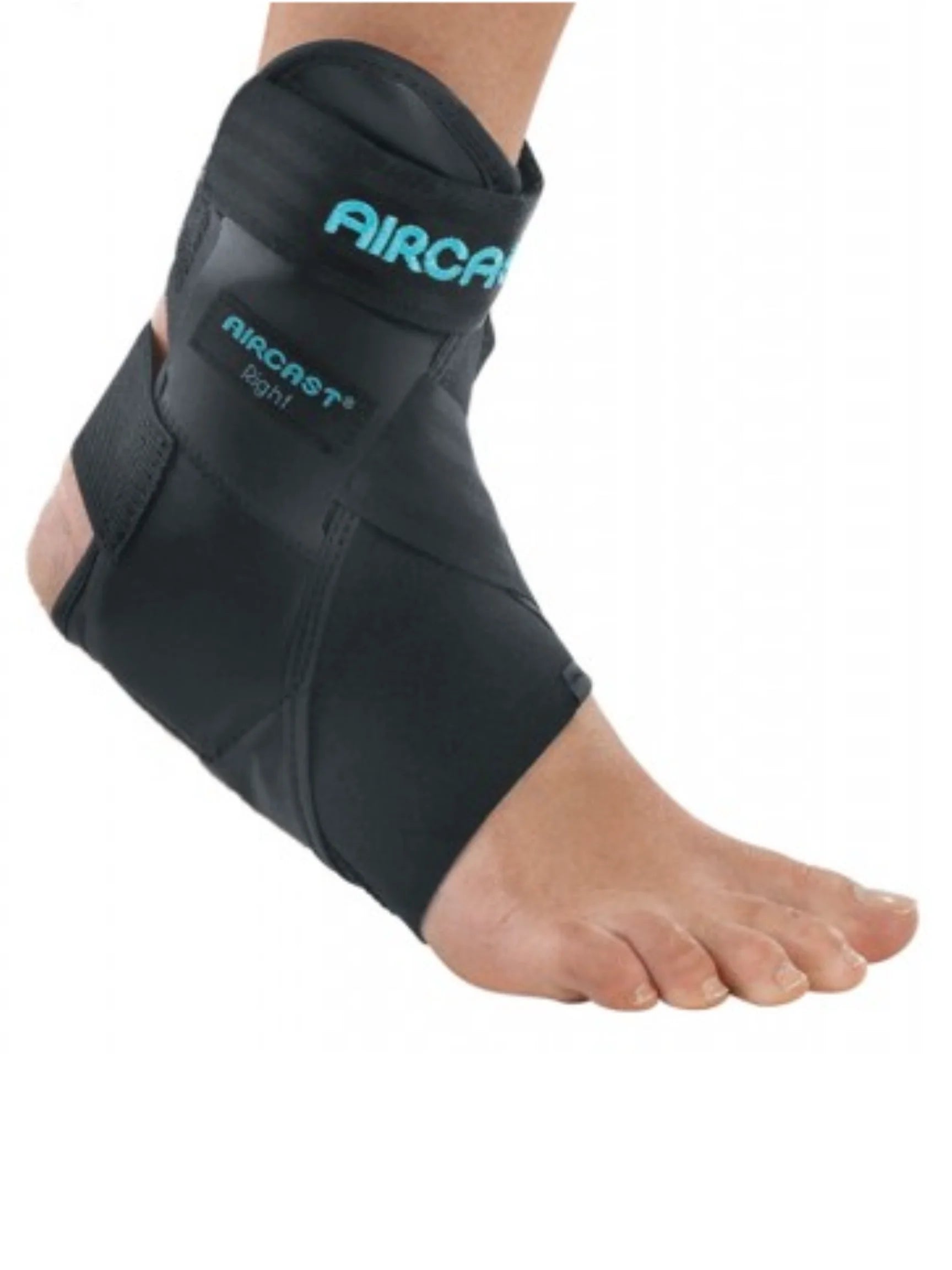 Black ankle support brace with 'Aircast' branding on a white background